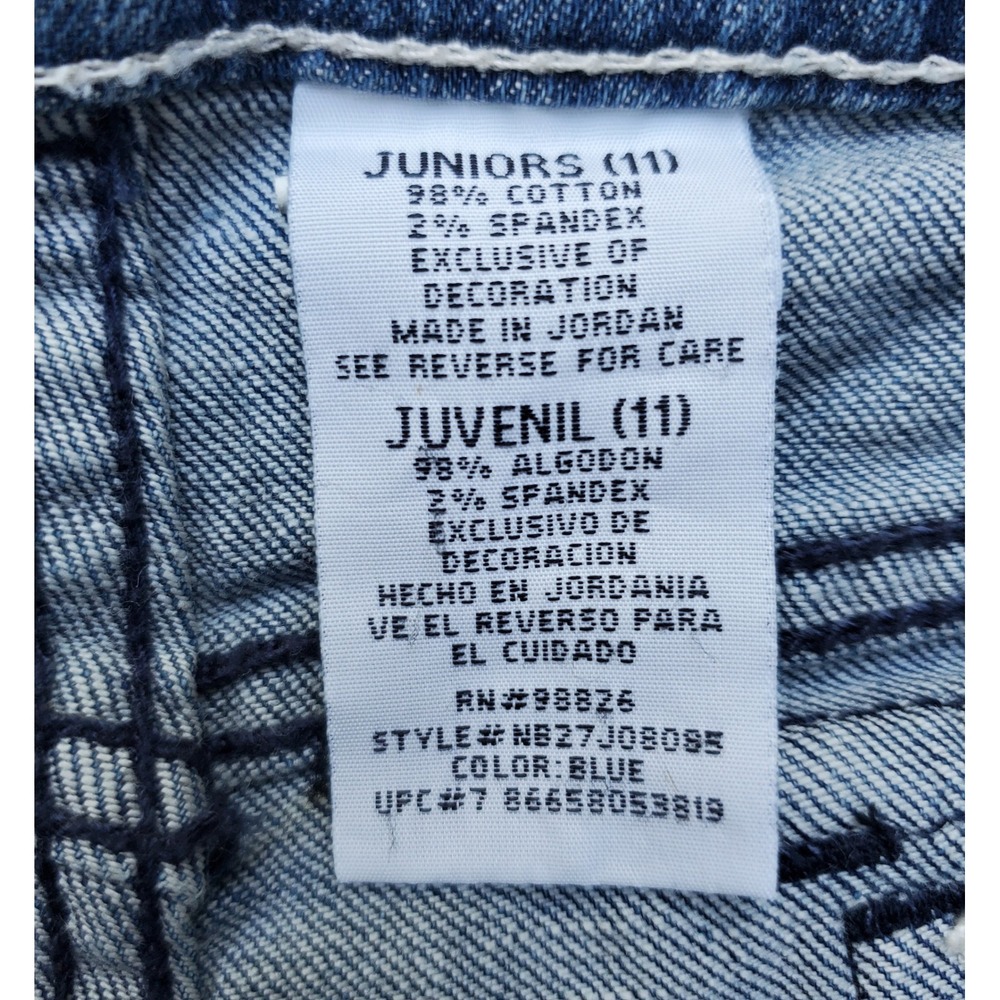 No Boundaries Blue Denim Bermuda Shorts Heart Cherry Y2K Embroidered Juniors 11 - Picture 6 of 8